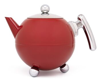 Bredemijer theepot Duet Bella Ronde red chrome 101002