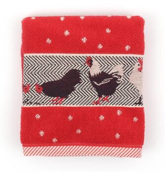 Bunzlau Castle Keukendoek Chickens Rood