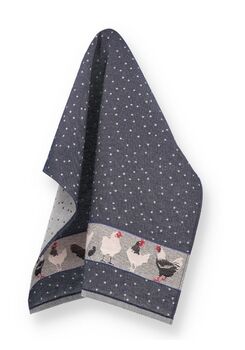 Bunzlau Castle Theedoek Chickens Zwart