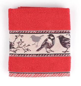Bunzlau Castle Keukendoek Birds Rood