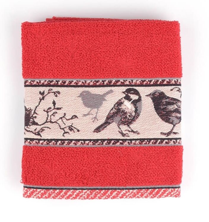 Bunzlau Castle Keukendoek Birds Rood