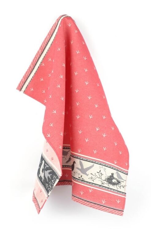 Bunzlau Castle Theedoek Birds Rood