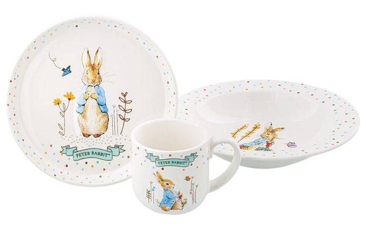 Beatrix Potter Kinderserviesje Peter Rabbit 3 delig