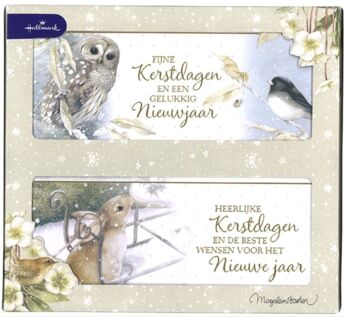 Marjolein Bastin 12 kerstkaarten 2-luik 2025 Konijn-Uil