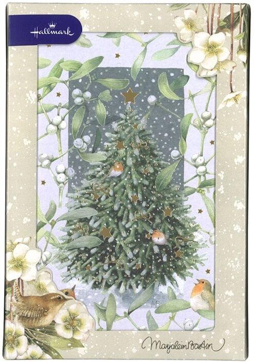 Marjolein Bastin Roodborstjes Kerstboom 10 kerstkaarten met envelop
