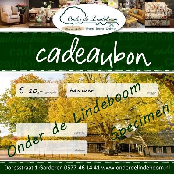 Onder de Lindeboom cadeaubon 10.