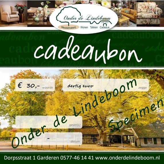 Onder de Lindeboom cadeaubon 30.