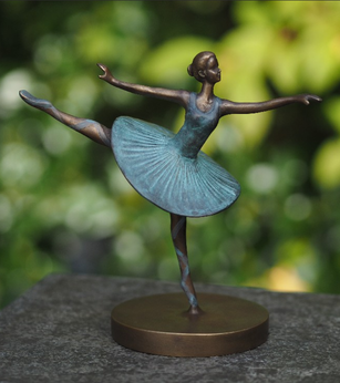 Bronzen beeld ballerina blauw