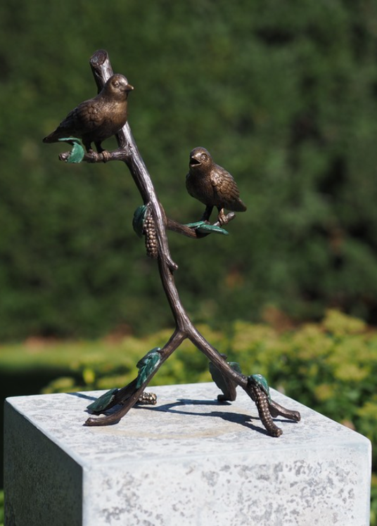 Meter onderwerpen Koreaans Thermobrass Bronzen beeld Groot Vogels op bloeiende tak - Onder de Lindeboom